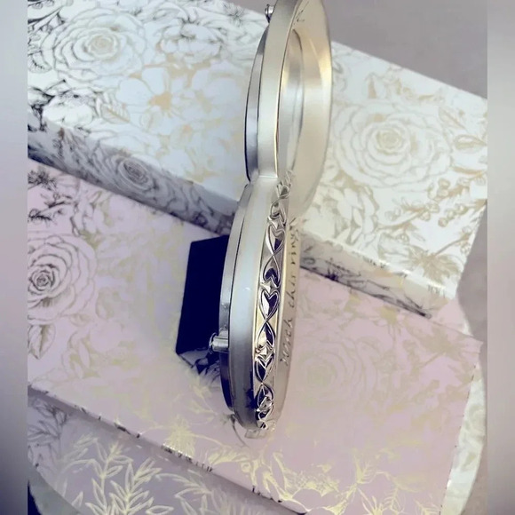 SILVER TONE DOUBLE INTERTWINED WEDDING RING PICTURE FRAME 7.5x3” PERFECT GIFT - Picture 6 of 14